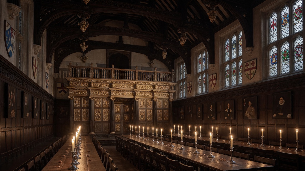 The Elizabethan Hall at Gray's Inn, candlelit